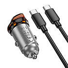 Адаптер автомобільний Hoco Rigorous single port Car charger NZ16 (Type-C to Type-C set) |1Type-C, 30W/3A, PD20W/QC| сірий, фото 5