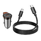 Адаптер автомобільний Hoco Rigorous single port Car charger NZ16 (Type-C to Type-C set) |1Type-C, 30W/3A, PD20W/QC| сірий, фото 6