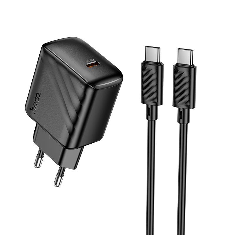 Адаптер мережевий HOCO Type-C to Type-C Cable Puerto single-port charger set CS24A |1Type-C, 25W/3A| чорний