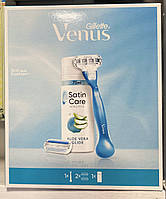Подарунковий набір для гоління жіночий Gillette Venus smooth верстат для гоління 2 касети + гель для гоління