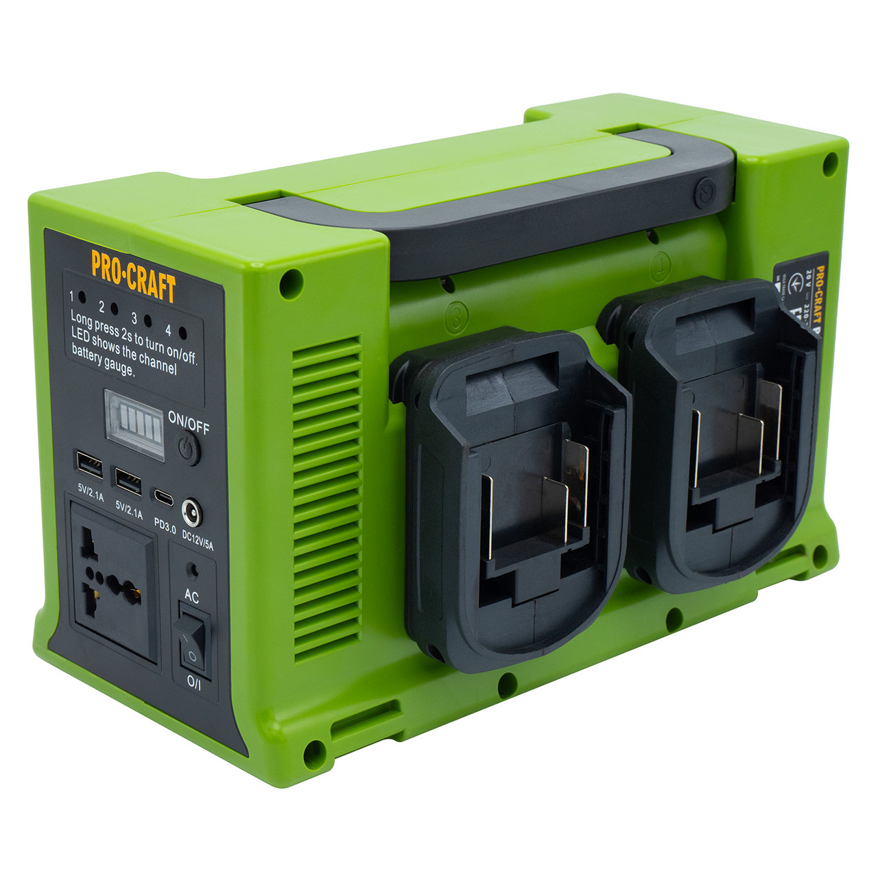 Акумуляторний інвертор напруги Procraft PSI20 (330 Вт, 4 слоти), фото 1