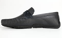 Rosso Avangard ETHEREAL Black Perf Leather Літні шкіряні мокасини чорні з перфорацією чоловіче взуття повсякденне