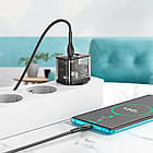 Адаптер мережевий HOCO Type-C to Type-C cable dazzling dual-port N34 |1USB/1Type-C, 20W/3A, PD/QC| чорний, фото 6