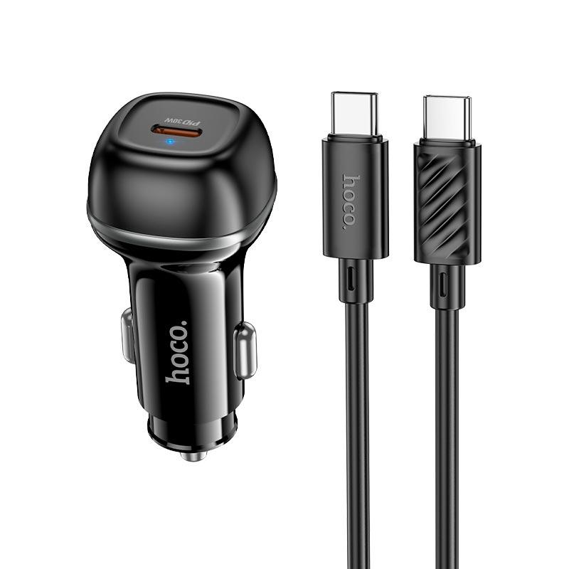 Адаптер автомобільний Hoco rank single port Car charger Z58 (Type-C to Type-C set) |1Type-C, 30W/3A чорний