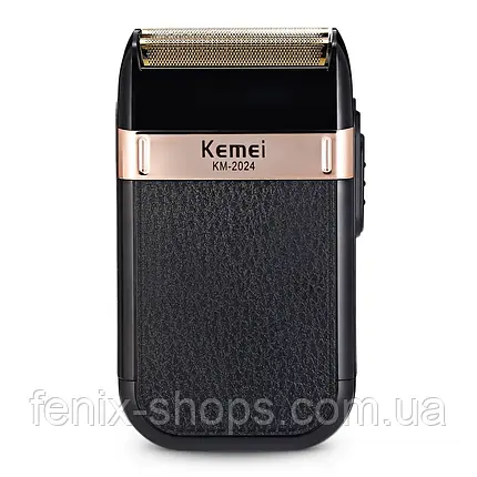 Бездротова електробритва-шейвер Kemei КМ-2024 Shaver Black з двома лезами для сухого гоління, фото 1