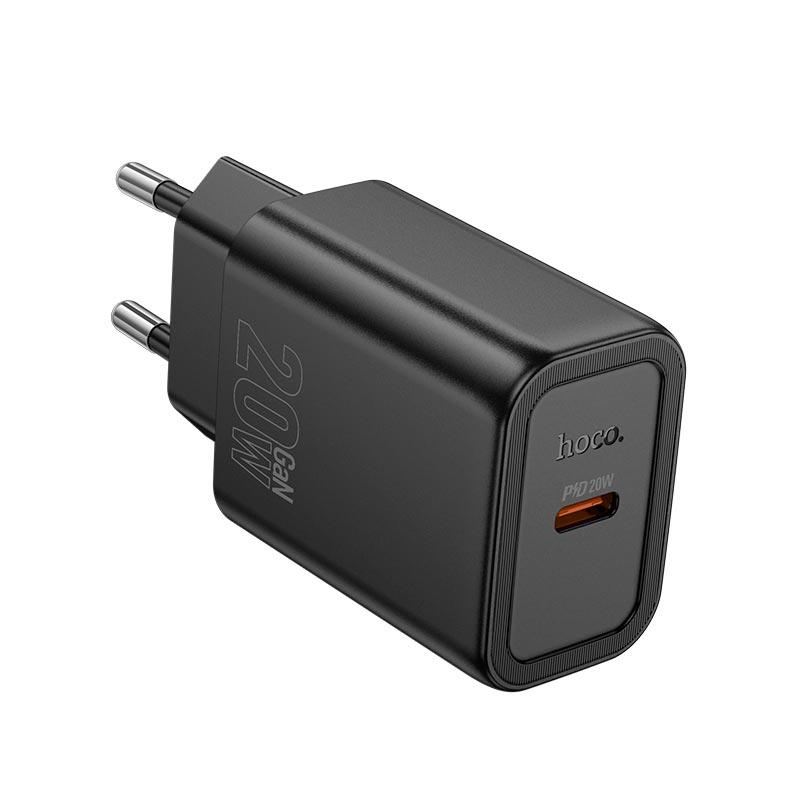Адаптер мережевий HOCO gentle single port charger N60 |1Type-C, 20W/3A, PD/QC| чорний