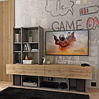 Стінка у вітальню Doros Нота 195х42х147 см Графіт/Дуб евок (DRS-011334)