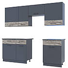 Кухня модульна Doros Лея 220х60х250 см Графіт/Дуб клондайк (DRS-011357)