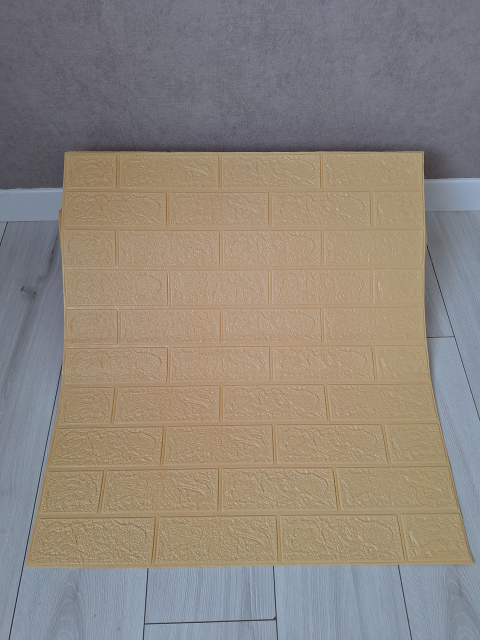 Декоративна 3Д панель самоклейка під цеглу бежева в рулонах 5000*70 см 3 мм 3,5 м2 NNDesign, фото 1