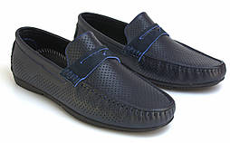 Rosso Avangard ETHEREAL Blue Perf Літні шкіряні мокасини сині з перфорацією чоловіче взуття повсякденне