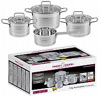 Набір каструль з нержавіючої сталі ProfiCook PC KTS 1224 на 7 елементів для приготування різноманітних страв. Не д