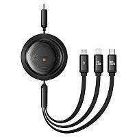 Дата кабель Baseus Free2Draw Retractable Crystal Fast Charging Type-C to 3in1 100W (1.1m) (P1036800) Cluster Black