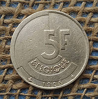 5 франкiв 1986 року. Бельгiя