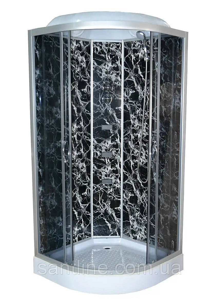 Гідромасажний бокс TKF 100-1 BG 100х100x215 см душовий бокс Vivia напівкруглий низький піддон розсувні двері, фото 1
