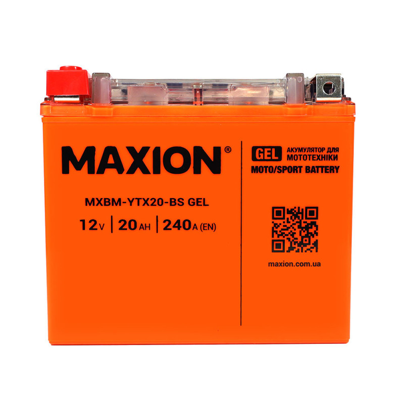 Мото аккумулятор MOTO MAXION 24MXBM-YTX20-BS GEL (12V, 20Ah, 240A, +/-)