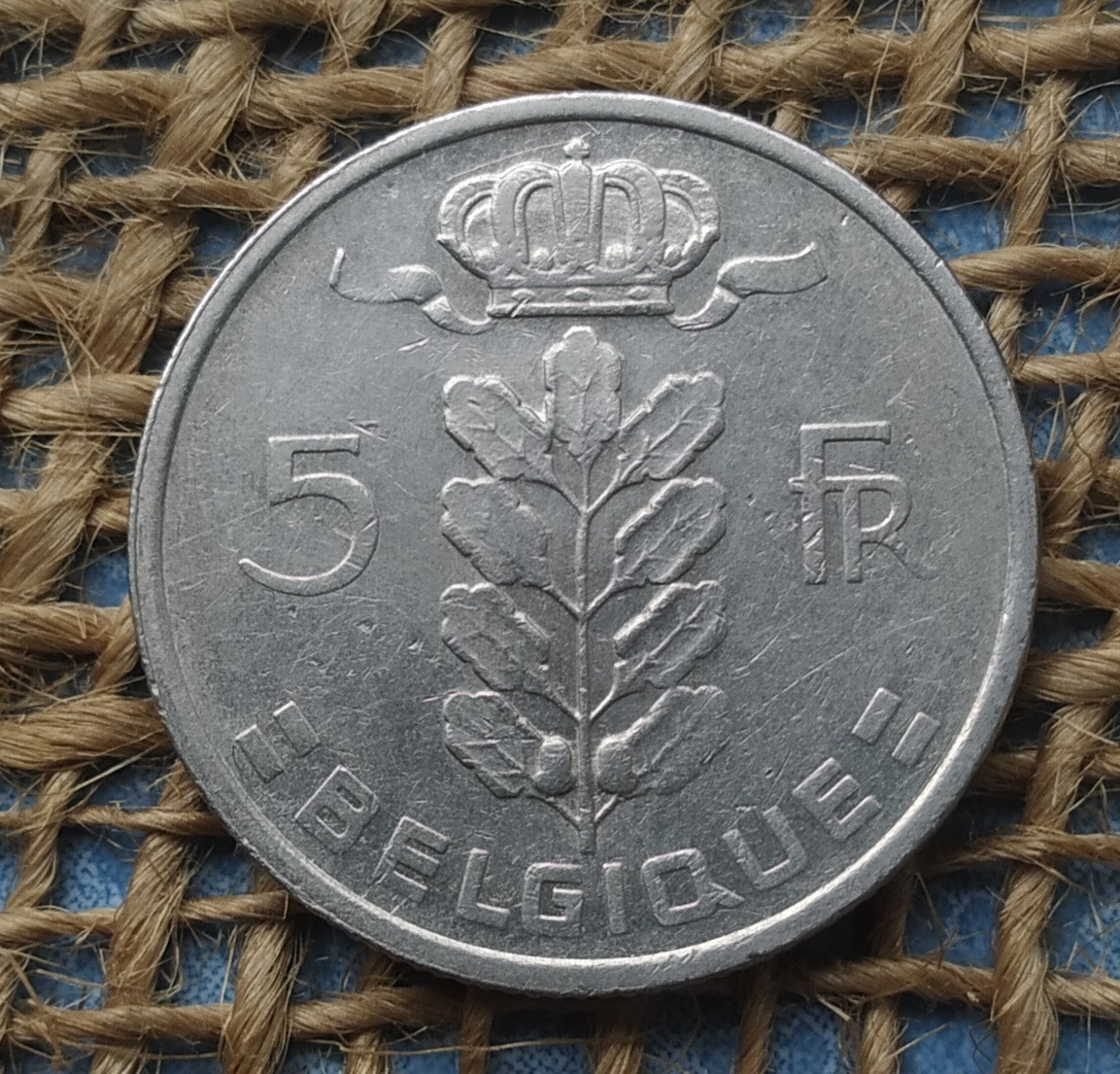 5 франкiв 1974 року. Бельгiя
