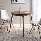 Обідній стіл круглий LION Маямі-1 дерев'яні ніжки Дуб Ліворно (LION-041152)