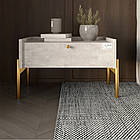 Тумба приліжкова LION Wood з однією шухлядою Бетон (золоті ножки) (LION-041306)