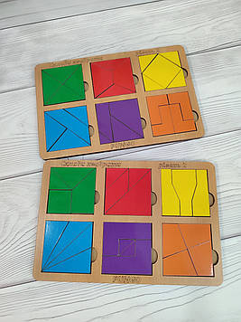 Дерев'яні пазли-вкладиші Склади квадрати. Квадрати Нікітіна 2 рівень