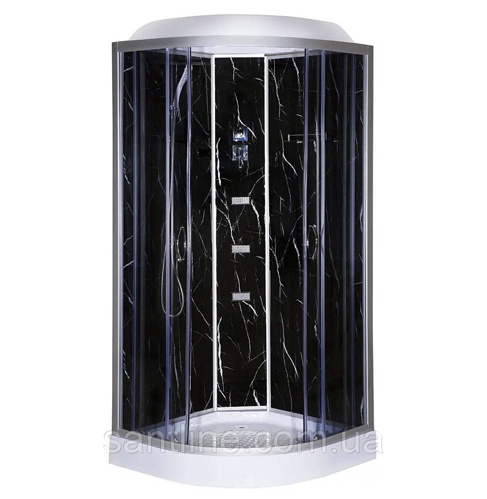 Гідромасажний бокс TKF 100/1 BG 100х100x215 см напівкруглий низький піддон розсувні двері, фото 1