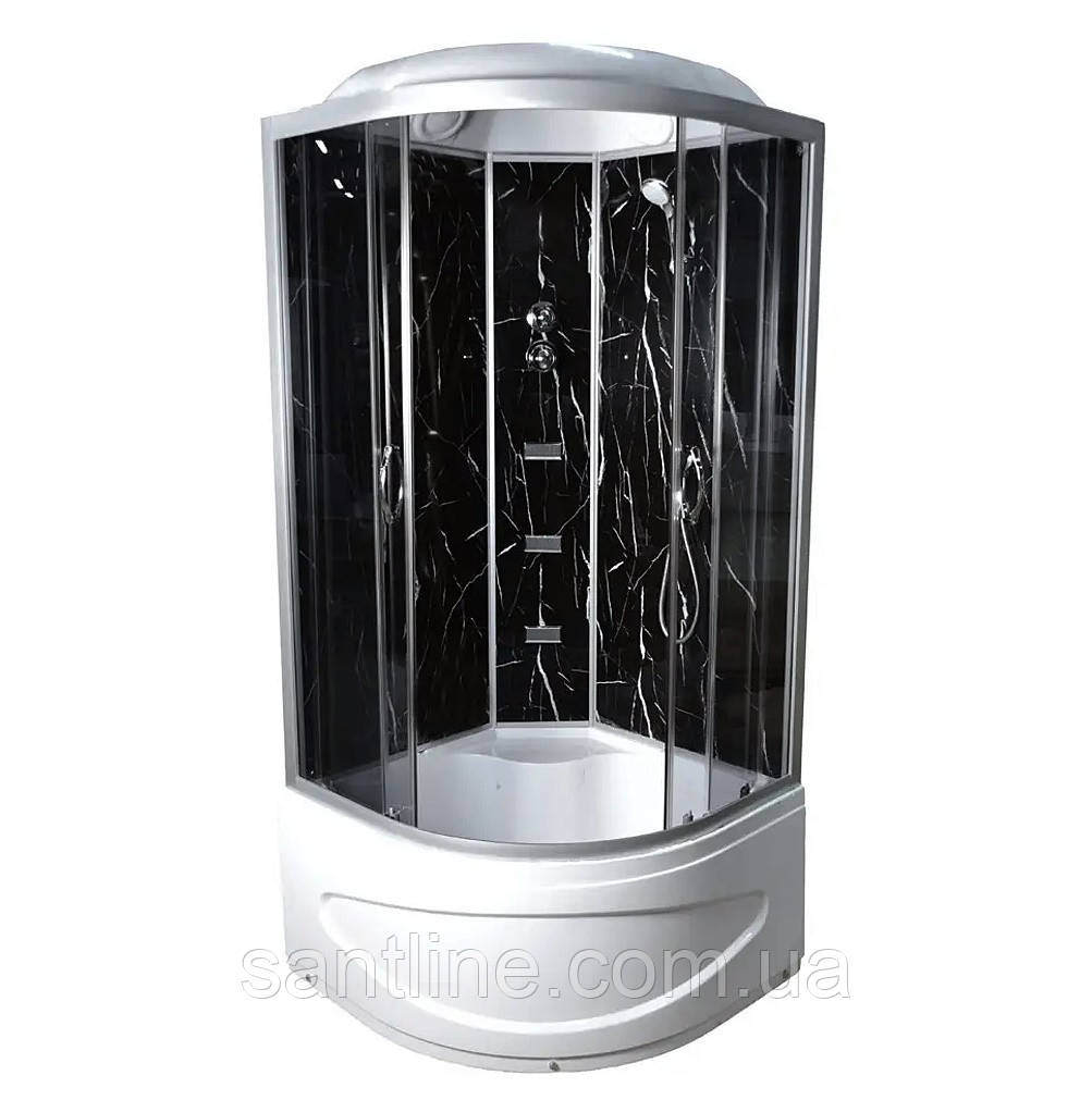 Гідромасажний бокс TKF 100-1 BG 100х100x215 см напівкруглий глибокий піддон розсувні двері, фото 1