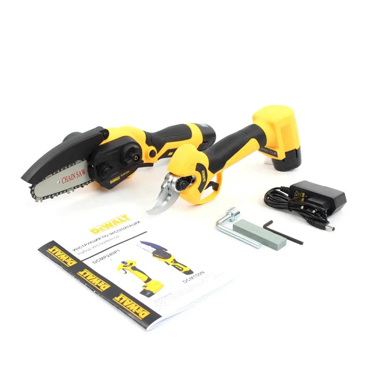 Набір DeWalt 2-в-1 (Акумуляторні секатор DCMP240P1 та пила DCM150N) для садових робіт