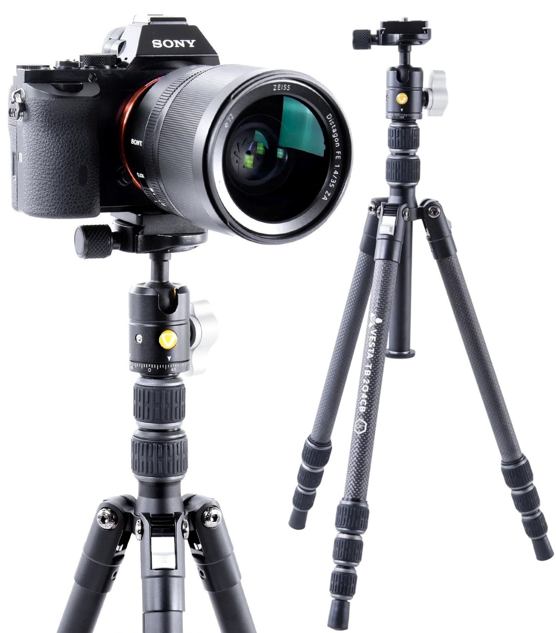 Штатив Vanguard Vesta TB 204CB | Легкий карбоновий чотирьохсекційний трипод з кульовою головкою для Sony, Nikon, Canon, DSLR