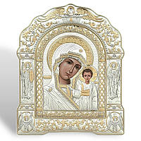 Ікона срібна 27 х 33.5 см із Греції, арочної форми. Пресвята Богородиця "Казанська" AR-6/002/G/B
