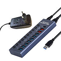 Концентратор Digital 10 Port USB 3.0 з PD високошвидкісний з адаптером (HUB985)