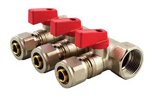 Колектор 1" х 16 х 3 контури Gross з кульовими кранами і евроконусами