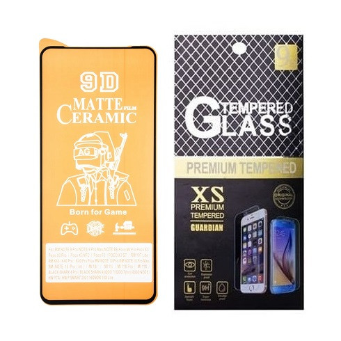 Протиударна захисна плівка Ceramics 9D для Xiaomi Redmi Note 9 Pro, Redmi Note 9 Pro Max, Redmi Note 9S з чорною рамкою, матова