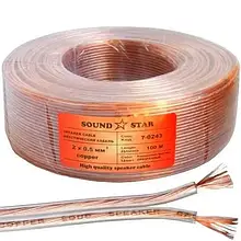 Кабель акустичний Sound Star, Cu, 2х0.50 мм2, прозорий, 100 м