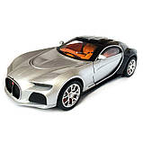 Машинка металева Bugatti Atlantic срібно-чорна АвтоЕксперт 1:24 парогенерація світло звук 20*8,5*5,5 см (GT-70150), фото 2