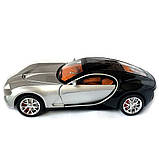 Машинка металева Bugatti Atlantic срібно-чорна АвтоЕксперт 1:24 парогенерація світло звук 20*8,5*5,5 см (GT-70150), фото 3