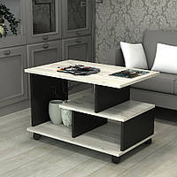 Прямокутний журнальний стіл на коліщатках ТАНДЕМ крафт білий ф-ка Гама-стиль 750x500x520h