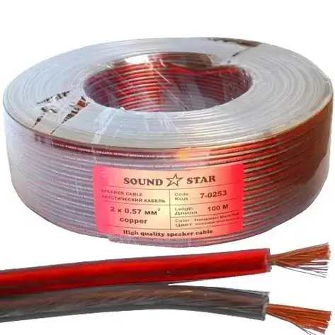 Кабель акустичний Sound Star, Cu, 2х0.57 мм2, червоно-чорний, 100 м, фото 1