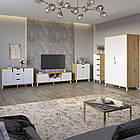 Комплект меблів для вітальні 5 предметів з білими ніжками М-ЗОН Борн Дуб Артизан/Німфея Альба (білий) (MZN-031066)