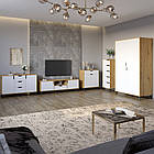 Комплект меблів для вітальні 5 предметів з чорними ніжками М-ЗОН Борн Дуб Артизан/Німфея Альба (білий) (MZN-031074)