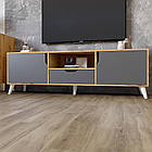 Тумба під телевізор з білими ніжками М-ЗОН Борн 1600 Дуб артизан/Антрацит (MZN-031076)