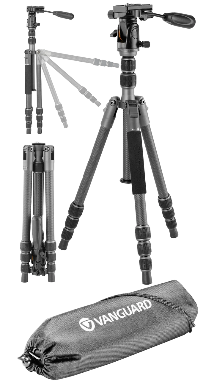 Штатив Vanguard VEO 3GO 204CP | Легкий чотирьохсекційний карбоновий трипод з 2D головкою  для Sony, Nikon, Canon, DSLR