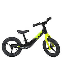 Біговел дитячий PROFI KIDS 12 д. LMG1255-2 гум.колеса, магн.обід, магн.рама, вилка, чорно-салатовий.