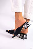 Шлепанці жіночі чорні на підборі шкіряні, фото 9