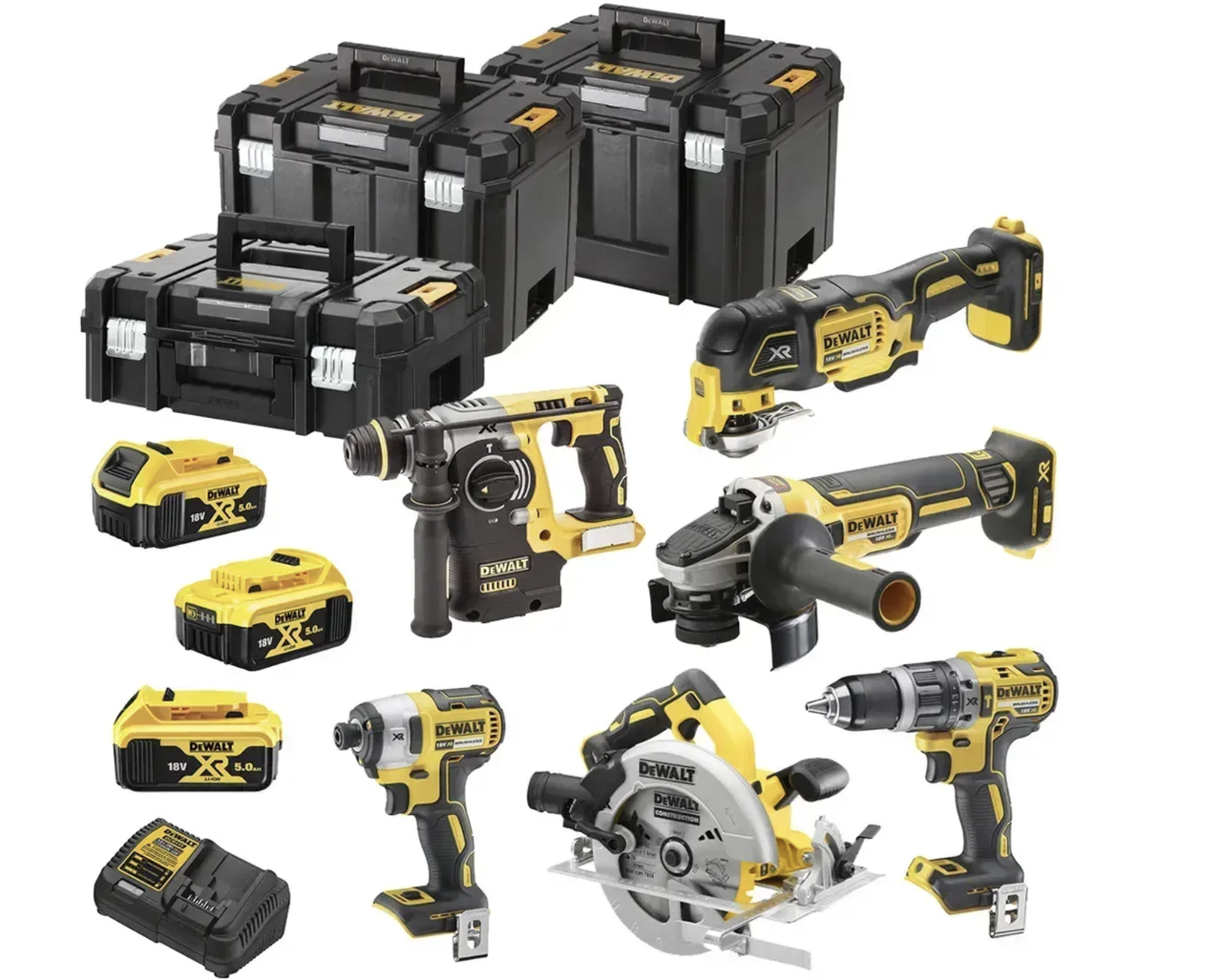 Набір акумуляторний DEWALT DCK 685P3 (6 інструментів/3акум.18В 5Аг/зарядний/3 кейси/візок)