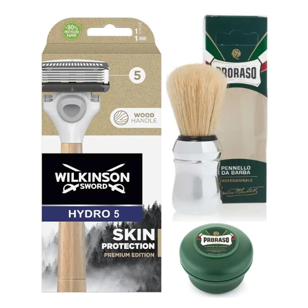 Станок для гоління Hydro 5 Skin Protection Premium Edition + Proraso помазок + тонізуюче мило 150 мл