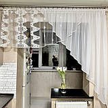 Гарна тюль на кухню. Тюль для кухні. Арка на кухню. Коротка тюль. Готова тюль на кухню., фото 2