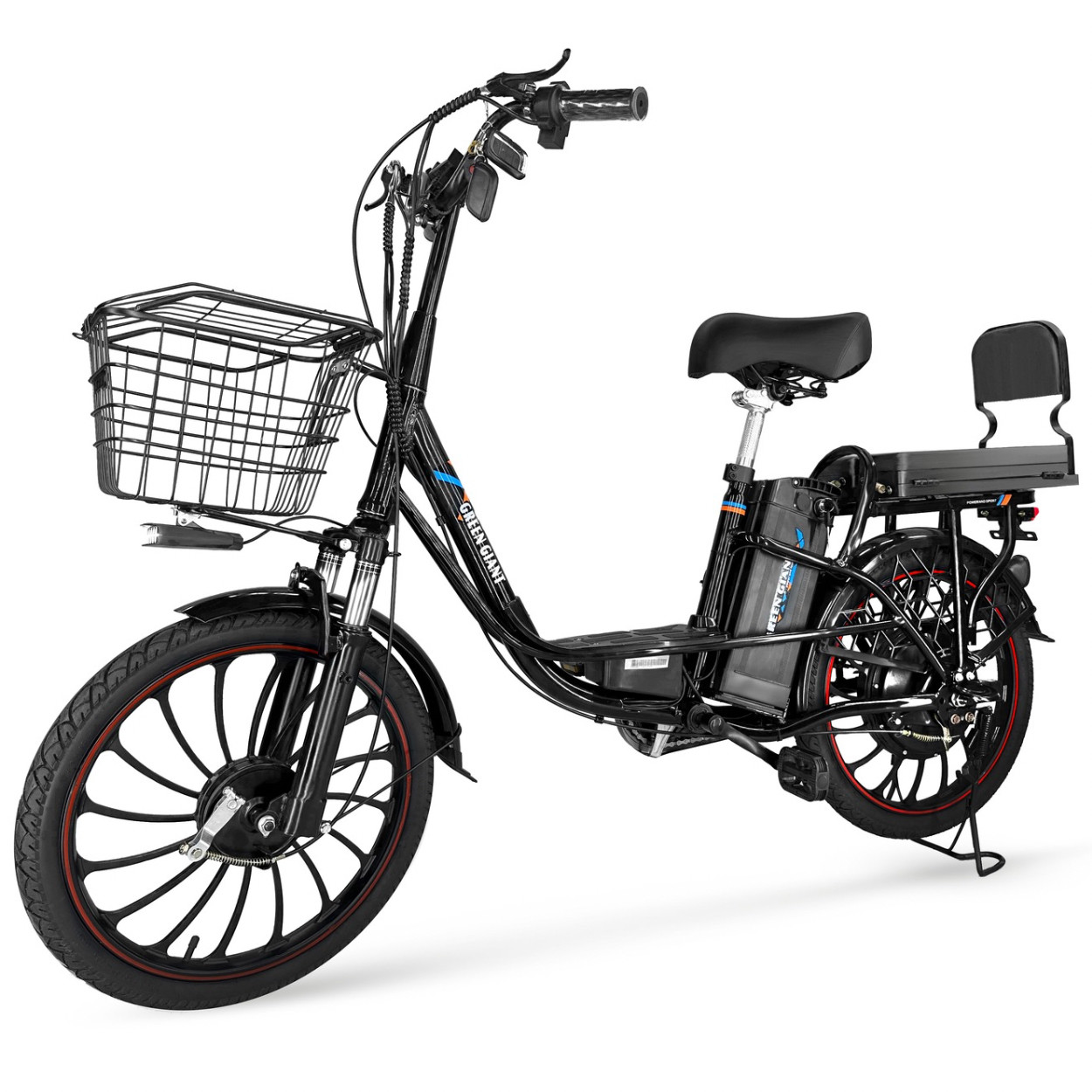 Електровелосипед GREEN GIANT U18 Eco 15Ah 18" 600W чорний, с корзиною і розкладним сидінням 2025