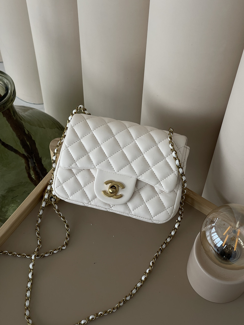 Сумка жіноча клатч через плече Chanel Classic Шанель білий міні, фото 1