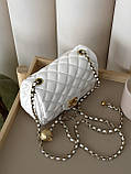 Сумка жіноча клатч через плече Chanel Classic Шанель білий міні, фото 4