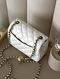 Сумка жіноча клатч через плече Chanel Classic Шанель білий міні, фото 6