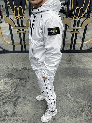 Однотонний білий спортивний чоловічий костюм Stone Island, фото 1